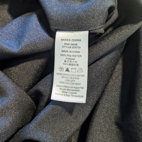 4/$16 ❇️ Naked Zebra Black Tie Waist Scalloped Mini Dress - Picture 7 of 7